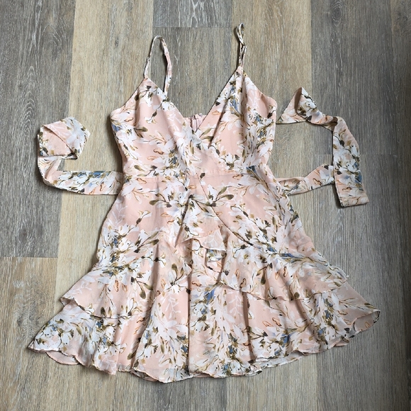 saints + secrets Dresses & Skirts - Secret + Saints Floral Ruffle Mini Dress with Tie Waist